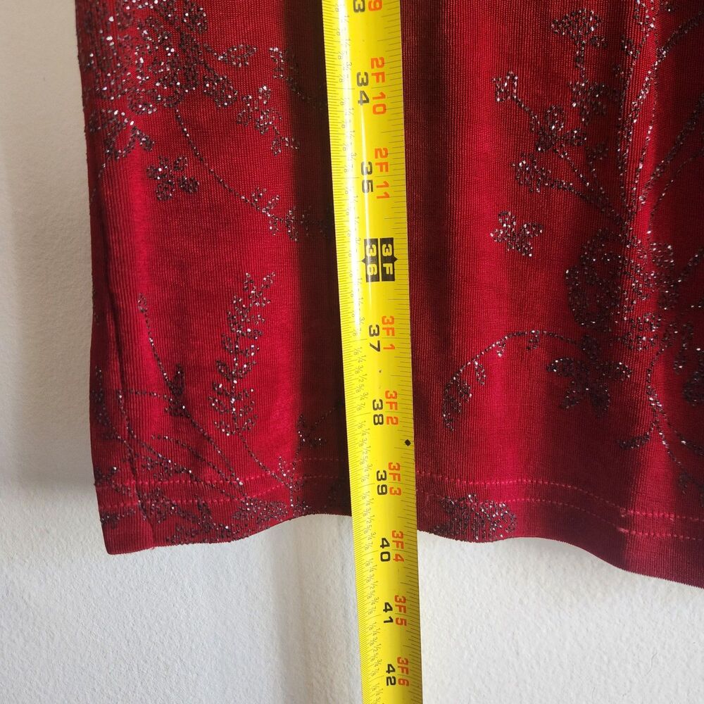 XOXO Vtg Jersey Dark Red Black Stones L Whimsigoth Dress Long Sleeve Victorian - Picture 8 of 10